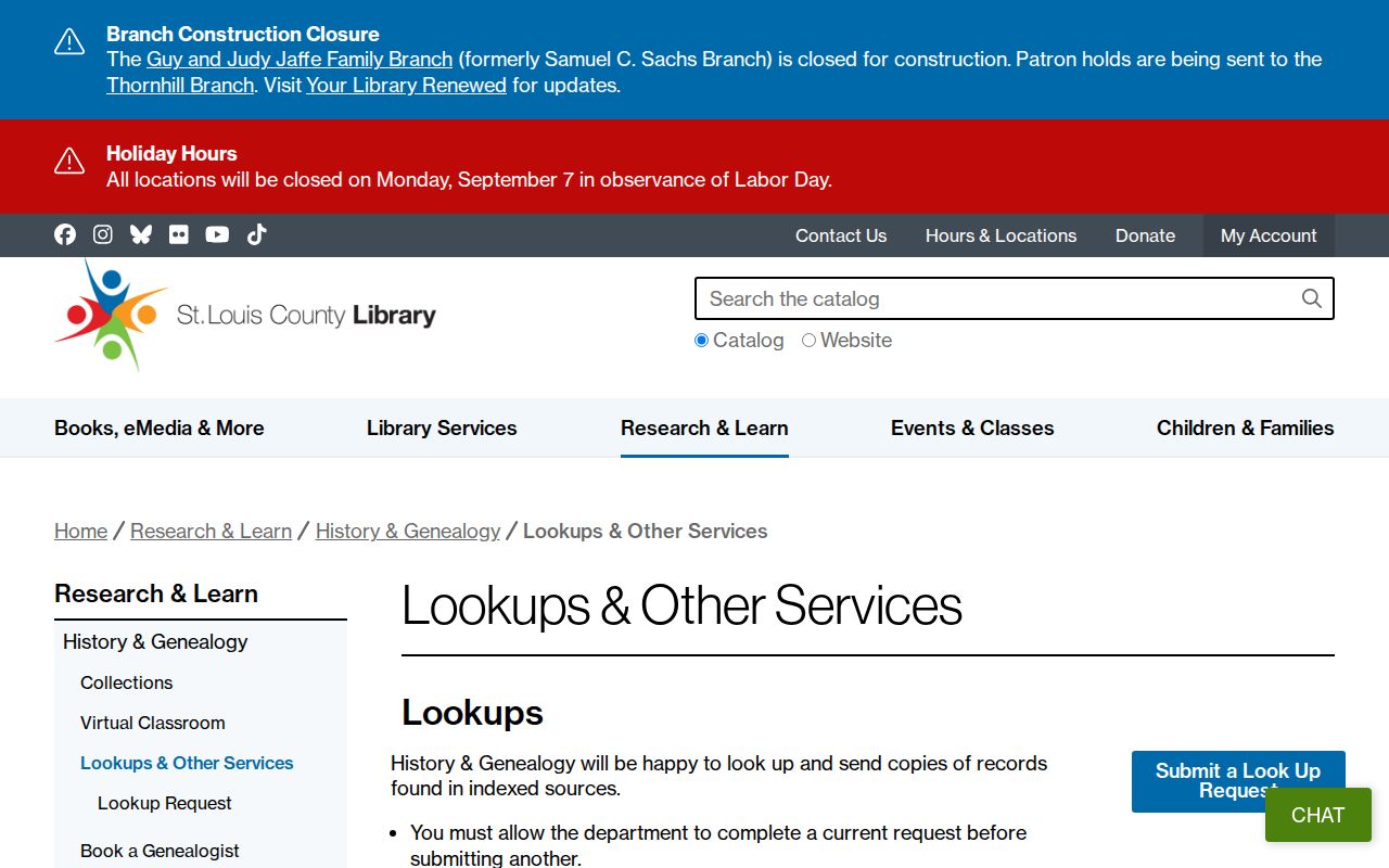 Maryland Heights city directory lookup service at St. Louis County Library