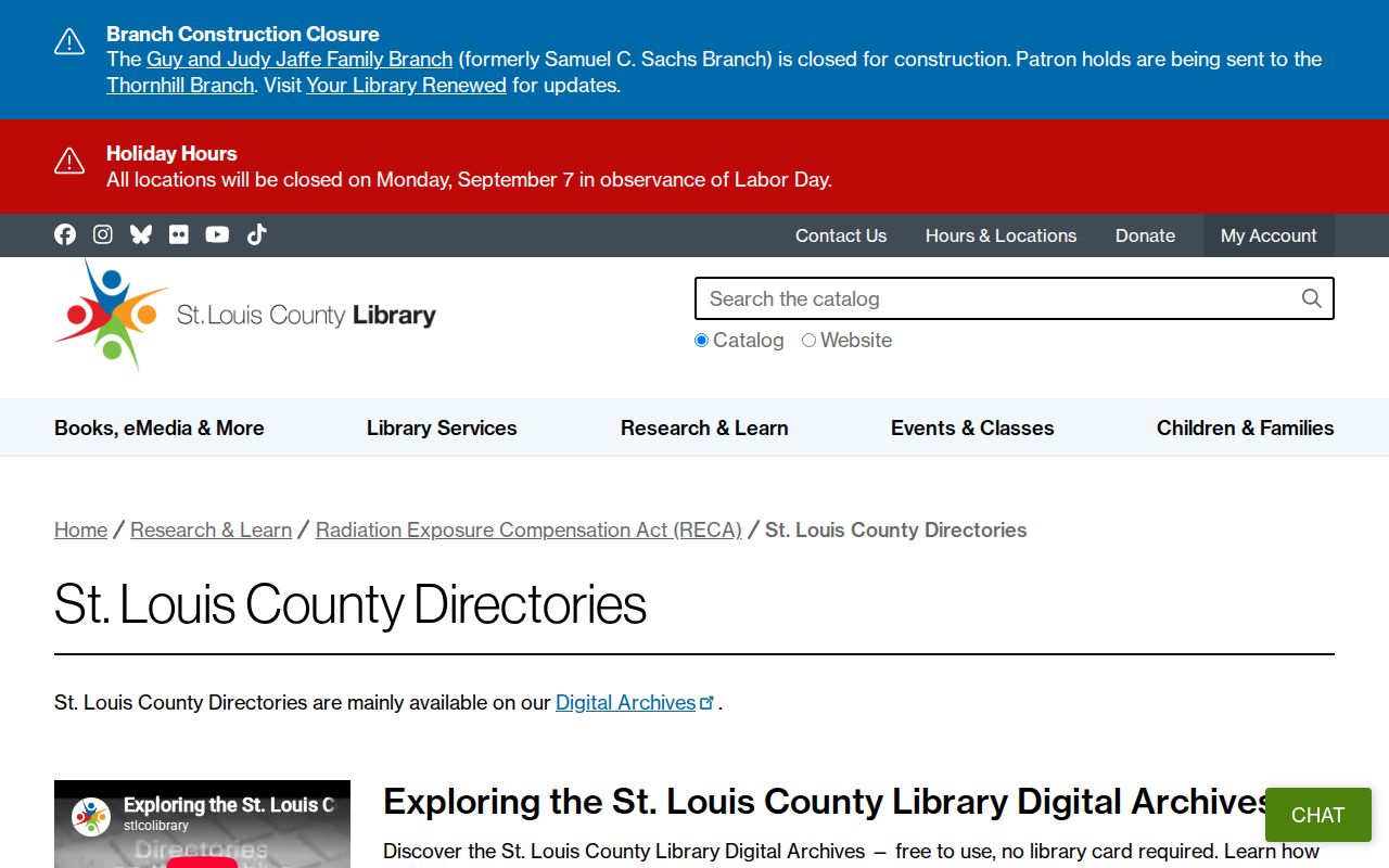 Maryland Heights city directory browse route at St. Louis County Library
