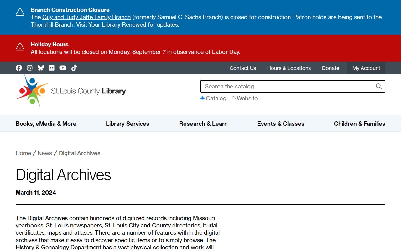 Maryland Heights previous residents research in the SLCL Digital Archives announcement