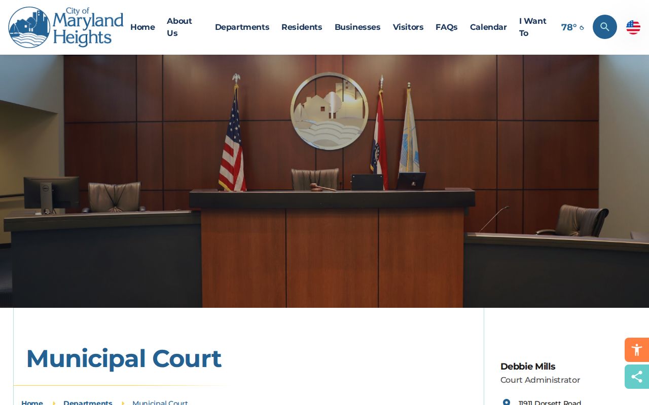Maryland Heights resident lookup municipal court page