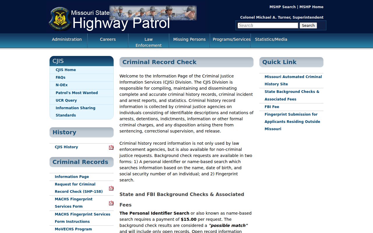 Maryland Heights resident lookup Missouri criminal record check route