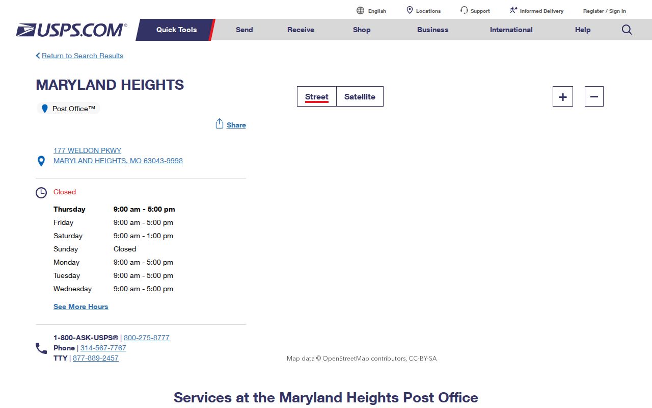 Maryland Heights ZIP code directory USPS post office listing